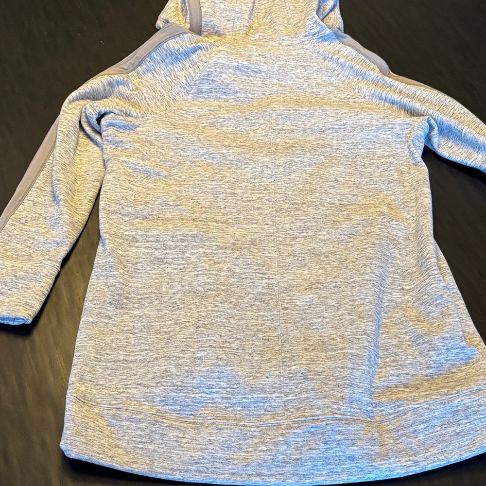 Athleta Light Gray Pullover Hoodie Sweatshirt Dress with Cowl Neck Large Petite - Picture 10 of 13
